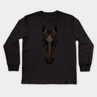 Horse Low Poly Double Exposure Art Kids Long Sleeve T-Shirt